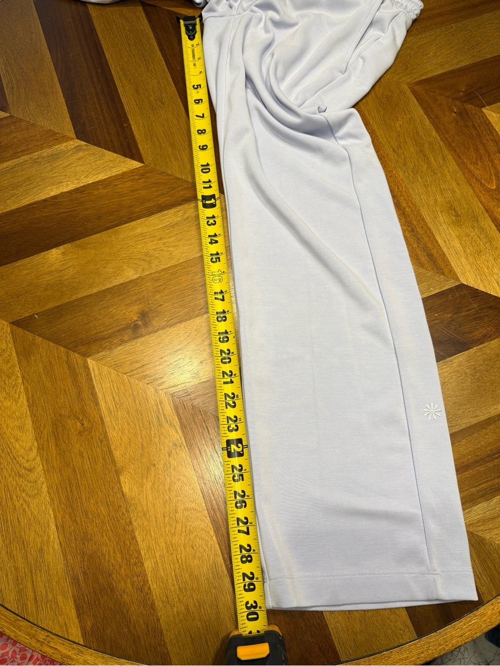 Athleta Seasoft Mid Rise Straight Wide-Leg Drawstring Pants color Gossamer - Picture 11 of 12